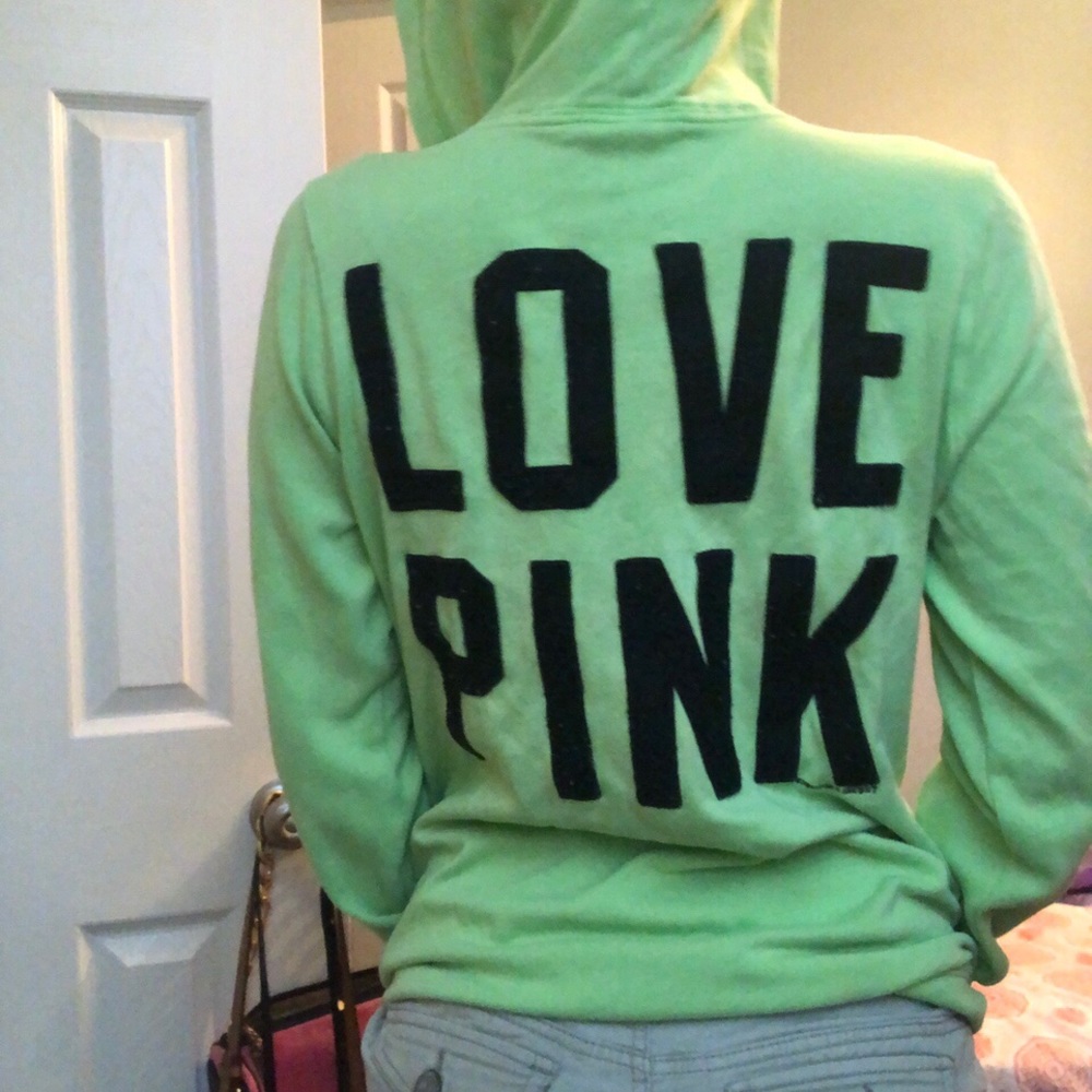 VS Pink lime green classic hoodie